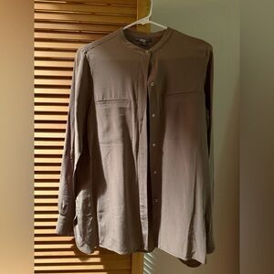 Vince Silky Double Breasted Button Up Top with Button Detail at Cuff (Size 4)